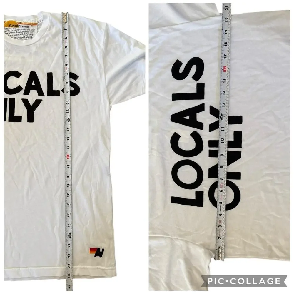 AVIATOR NATION AV Locals Only Tee Shirt T-Shirt White Unisex Size Large NEW - Picture 7 of 8
